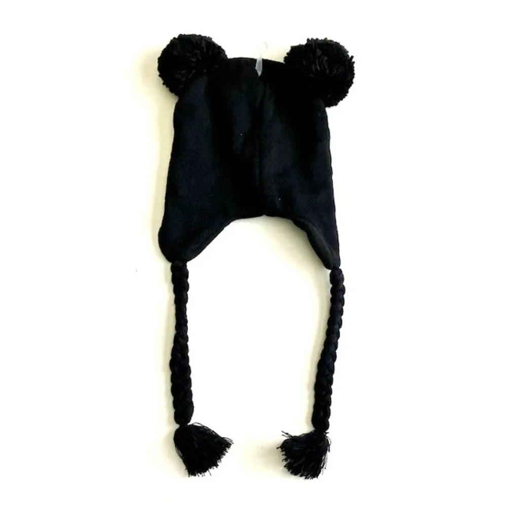 Disney Mickey Mouse Knit  Pom Ears Knit Tassels Beanie NEW w TAGS